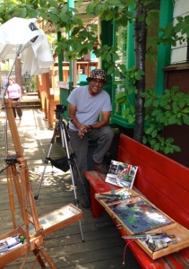 Fariad was one of the artists working around Idyllwild on Saturday, as part of the Sizzling Summer Plein Air & Working Artist Gallery Tour. Photo: Julie Pendray.